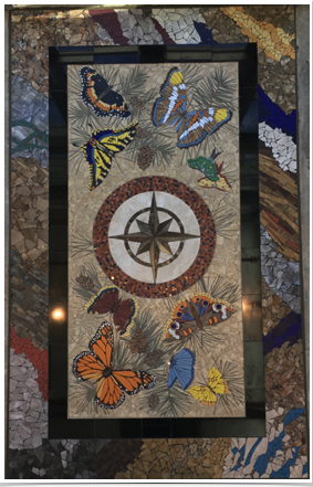 10' x 6' Texas Butterfly Mosaic Can Be Seen at 1204 Chestnut Street, Bastrop, Tx.